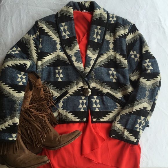 New Identity Jackets & Blazers - $ALE! $ALE! Vintage Aztec cropped jacket